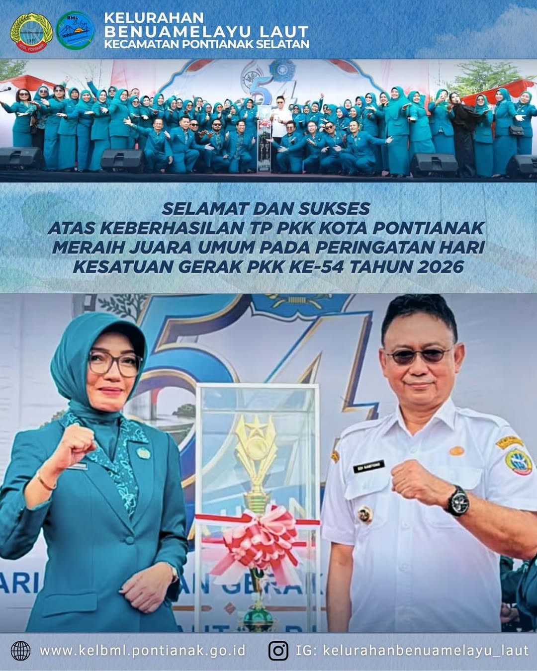 TP PKK Kota Pontianak Raih Juara Umum HKG PKK ke-54 Tahun 2026, Prestasi Membanggakan bagi Seluruh Kader PKK