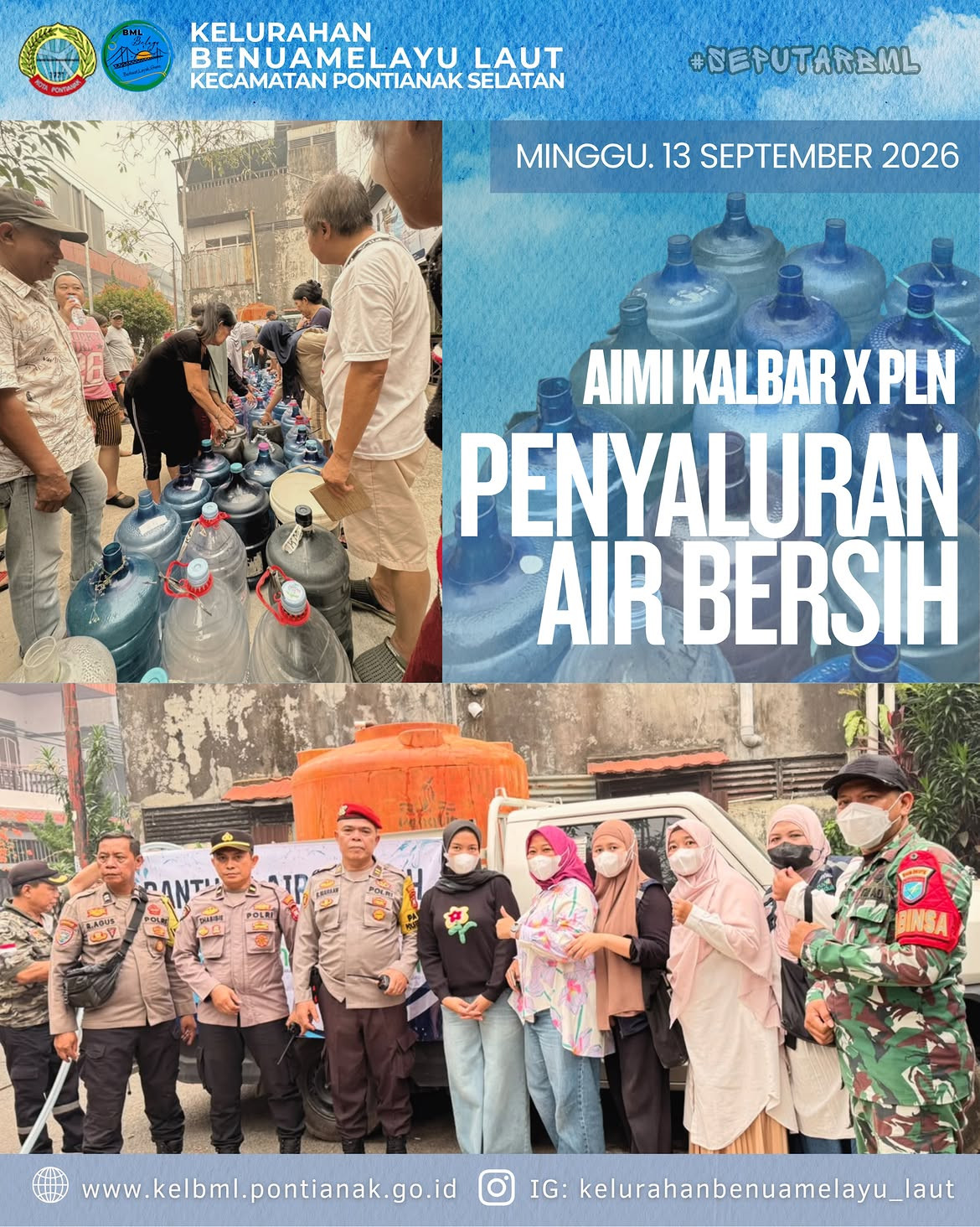 AIMI Kalbar dan PLN Salurkan Bantuan Air Bersih untuk Warga Kelurahan Benuamelayu Laut