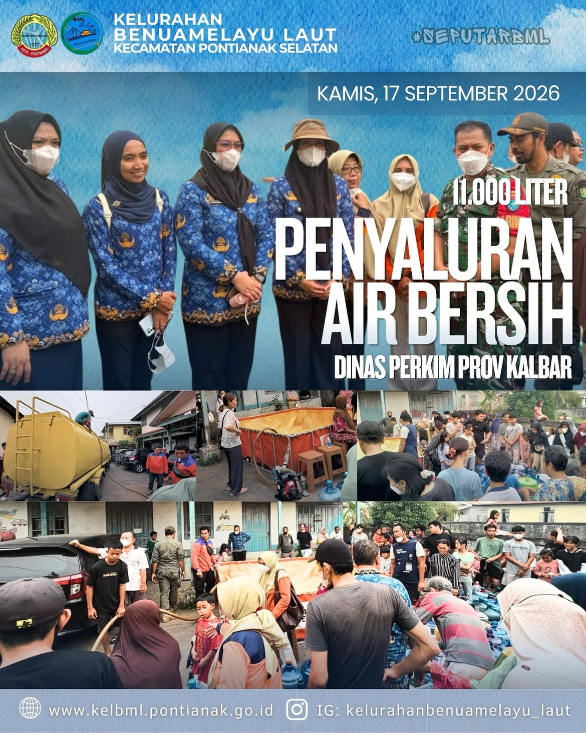 Dinas Perkim Kalbar Salurkan 11.000 Liter Air Bersih untuk Warga Benuamelayu Laut